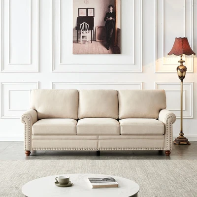 Almond Beige Fabric Upholstery Sofa/Livingroom Couch/Two Seater/Three Seater • $568.86