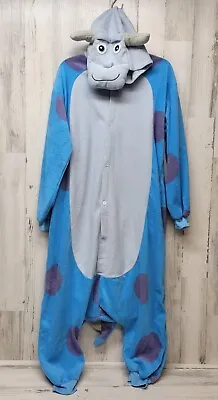Boys Monsters Inc Sully Sullivan Blue 1 Piece Hooded Pajamas Costume Small • $18