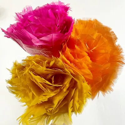 Vintage Feather Duster Lot Kitsch Mid Century Retro Pink Orange Yellow Prop • $39.77