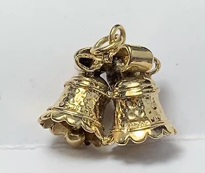 9ct Yellow Gold Wedding Church Bow Bells Charm Pendant 375 9k 4g • £120