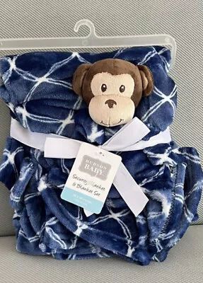 Hudson Baby Monkey Blanket Baby Lovey Set Blue 2 PC Boys Soft Fleece New • $39.99