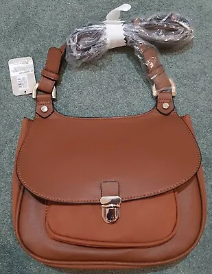 Kelly Curved Top Saddle Bag (Brown Tan) 26 Cm Wide 23 Cm Tall 10 Cm Deep - BNWT • £13