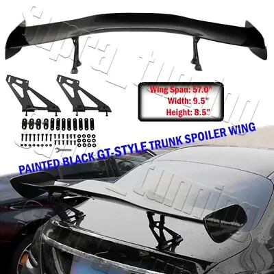 Painted Black Universal 57  TYPE-1 ABS GT Trunk Adjustable Bracket Spoiler Wing • $124.79