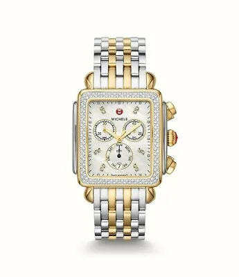 New Michele Special-Edition Deco XL Two-Tone Diamond Ladies Watch MWW06Z000034 • $2600.73