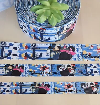 7/8 1 & 1.5  (1 YD) Disney Cruise Line Grosgrain Ribbon DCL Minnie & Mickey • $1.35