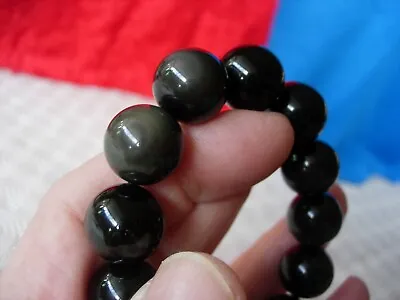 Rainbow Obsidian Bracelet 100% Natural 16 Mm Chunky Beads • £25