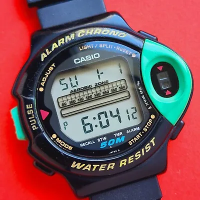 Casio Pulse Meter Watch Super Rare Retro Alarm Chronograph Heart JP-200W 1009 • $299