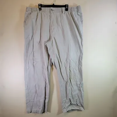 Harbor Bay Men's Elastic Waist Straight Work Beige Khaki Pants  2XL/30 44 X 29 • $19.88