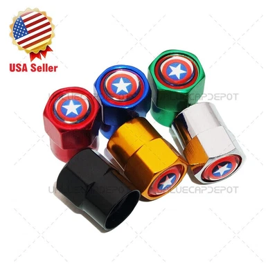 $23.90 • Buy Hex Captain America Emblem Car Wheels Tire Air Valve Caps Stem Dust Cover 9