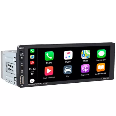 6.9in Single 1DIN Car Radio Touch Screen Stereo Carplay Android Player Bluetooth • $104.30