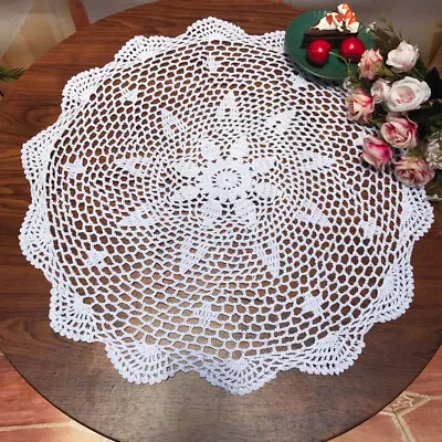 20  White Vintage Hand Crochet Lace Doilies Round Table Cloth Mats Flower Doily • $9.89