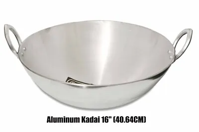 Aluminum Karahi Kadai Kadhai Deep Fry Wok Balti Dish With Handle Heavy Duty • £34.99