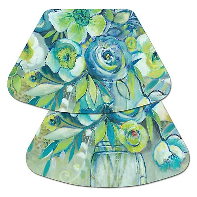 $19.95 • Buy Wipe-Clean Reversible Wedge Shaped Placemats, Summer Blooms, Set Of 4