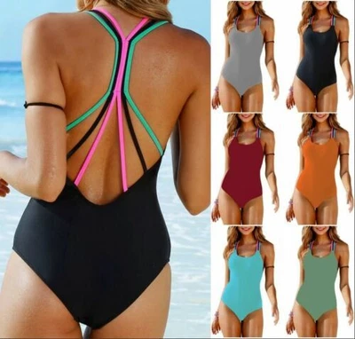 $18.70 • Buy Womens One Piece Swimsuit Padded Swimwear Monokini Bikini Bathing Suit Beachwear