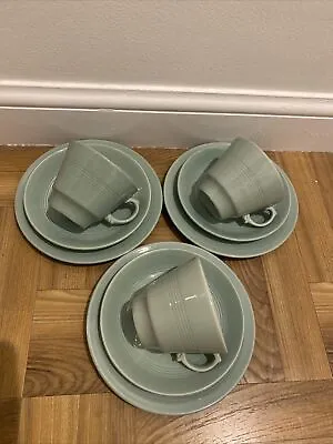 £14.99 • Buy Vintage Wood’s Ware  “Beryl” Green 3 Sets Of Trios , Cups, Saucers & Tea Plates