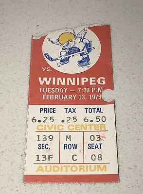 2/13/73 Minnesota Fighting Saints Winnipeg Jets WHA Hockey Old Ticket Stub • $20.99