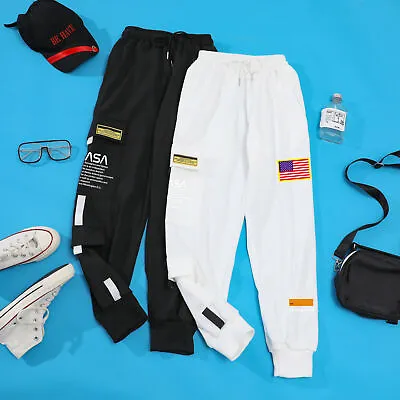 Men Casual NASA Embroidery Joggers Cargo Pants Sweatpants Sport Urban Trousers • $26.99
