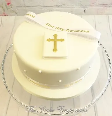 First Holy Communion Sugar Paste Bible And Ribbon  Cake Toppers Ornament Sets • £9.99