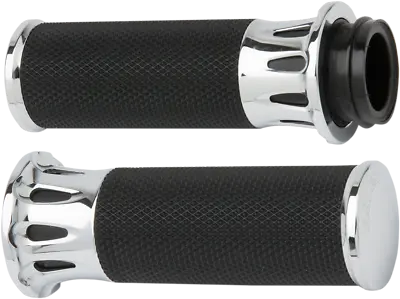 Arlen Ness Chrome Fusion Deep Cut Cable Hand Grips For 1980-2022 Harley Davidson • $119.95