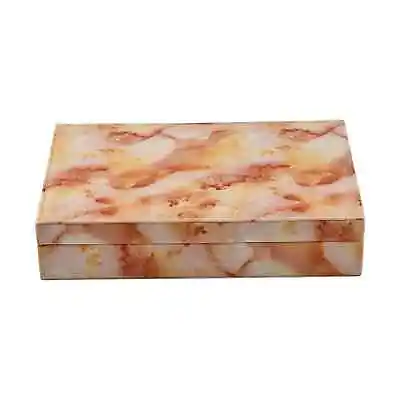 £39.55 • Buy Jewelry Box Yellow Orange Marble Pattern Faux Leather With Anti Tarnish Lining
