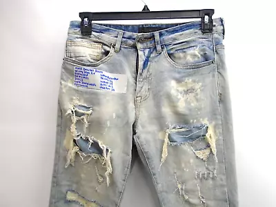 Decibel Jeans Mens 30X32 Retro Denim Jeans Distressed Destroyed Blue Streetwear • $22.98