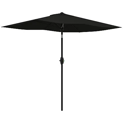 Outsunny 2 X 3(m) Garden Parasol Rectangular Market Umbrella W/ Crank Black • £49.99