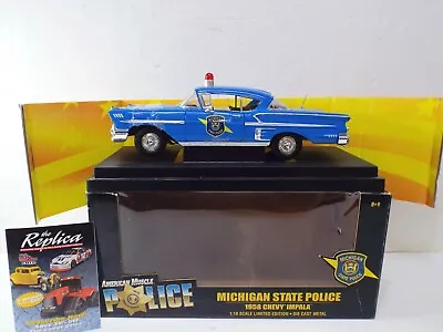 American Muscle 58 Chevy Impala Michigan State Police 1:18 Scale New Mib (l118) • $191.98