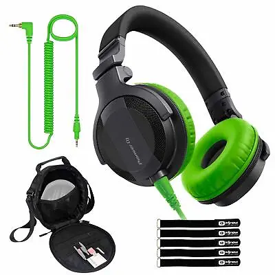 Pioneer HDJ-CUE1 High Bass Mixing Wired DJ Headphones W Green Ear Pads & Case • $115.40