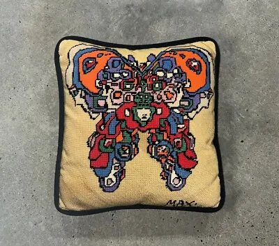 Vintage Peter Max Embroidered Butterfly Throw Pillow EUC Pop Art Retro • $499.99