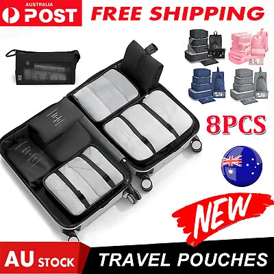 $21.45 • Buy 8PCS Packing Cubes Luggage Travel Pouches Organiser Clothes Suitcase Storage Bag