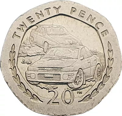 Isle Of Man Rally Cars Subaru Impreza & Ford Cosworth 20p Coin - Circulated • £9