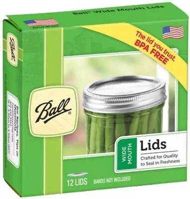 Ball 12 Pack Wide Mouth Mason Jar Lids Without Bands BPA FREE • $7.99