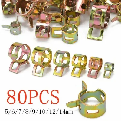 80pcs Spring Clip Water Pipe Fuel Hose Air Tube Clamp Fastener 5-14mm 8Size • $12.57