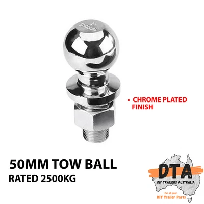 $23 • Buy Chrome Tow Ball 50mm - 2500kg - 19mm (3/4 ) Shank - Trailer Hitch Towball 4wd