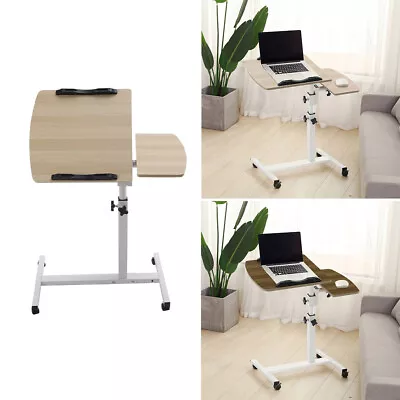 Adjustable Height Mobile Overbed Chair Table Dining Tray Folding Laptop Stand • £30.94