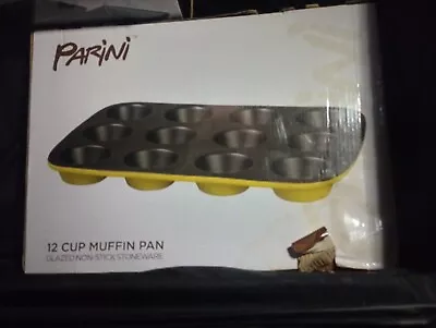 Parini 12 Cup Shallow Muffin Pan Glazed Non-Stick Stoneware Muffin Tops • $15