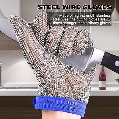 Stainless Steel Work Gloves Cut Resistant Wire Metal Mesh Anti Cut Safety Gloves • £18.56