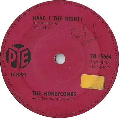 The Honeycombs - Have I The Right? (7  Single Sol) • £10.99