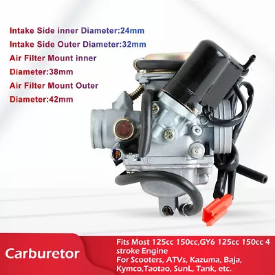 24MM GY6 125cc 150cc Carburetor Fit For Scooter Moped ATV Go Kart Roketa Sunl • $22.80