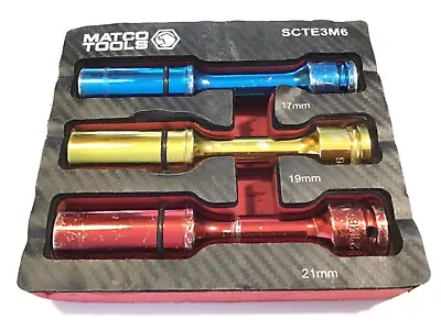 Matco Tools 3 Piece 1/2” Drive Metric 6 Point THIN WALL Wheel Socket Set SCTE3M6 • $79.95