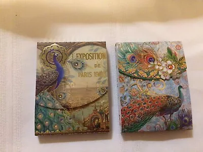 Punch Studio Pocket Notepad Set Of 2 Magnetic Closure  Peacocks  2 New • $13