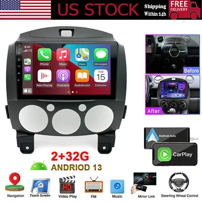 For Mazda 2 2007-2014 Car Stereo Radio Android 12 2+32GB GPS WIFI Navi Player US • $99.95