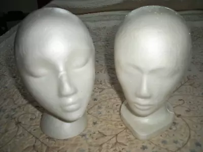 $5.99 • Buy Lot 0f 2 Vintage  Styrofoam Mannequin Head Forms