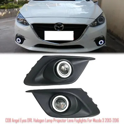 2in1 LED Angel Eyes DRL Halogen Lamp Projector Lens Foglights For Mazda 3 13-16 • $129.99