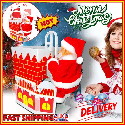 Xmas Santa Claus Climbing Chimney Doll Electric Toy With Music Christmas Gifts • £16.12