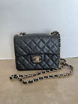 Chanel Vintage Square Classic Single Flap Bag Quilted Lambskin Mini • £1900.31