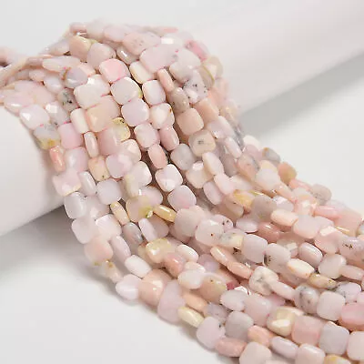 Natural Pink Opal Faceted Square Beads Size 8mm 15.5'' Strand • $16.64