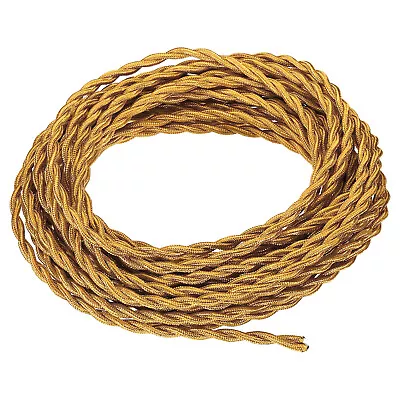 30Ft Twisted Cloth Covered Wire 18AWG 2-Conductor Vintage Lamp Cable Yellow • $19.63