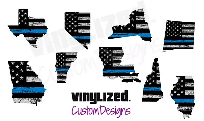 Back Thin Blue Line US Flag State Police Officer LEO Vinyl Sticker Decal TBL PRO • $4