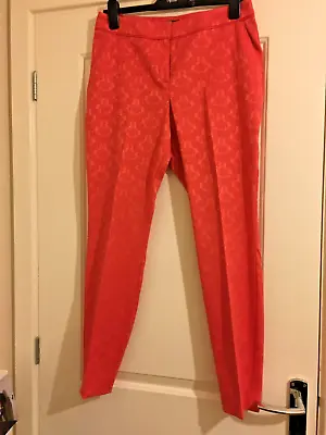 Wallis Ladies Jacquard Coral Trousers  Size UK 12 • £10